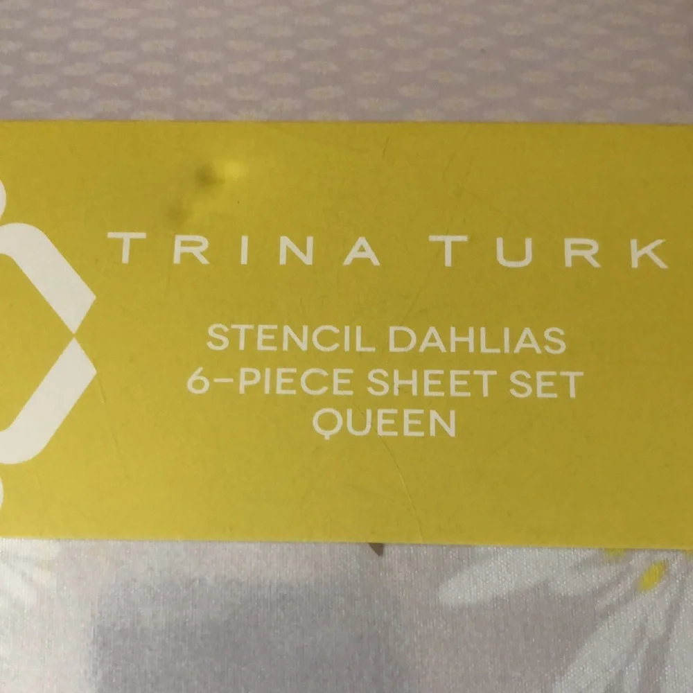 Trina Turk Stencil Dahlias QUEEN Sheet Set